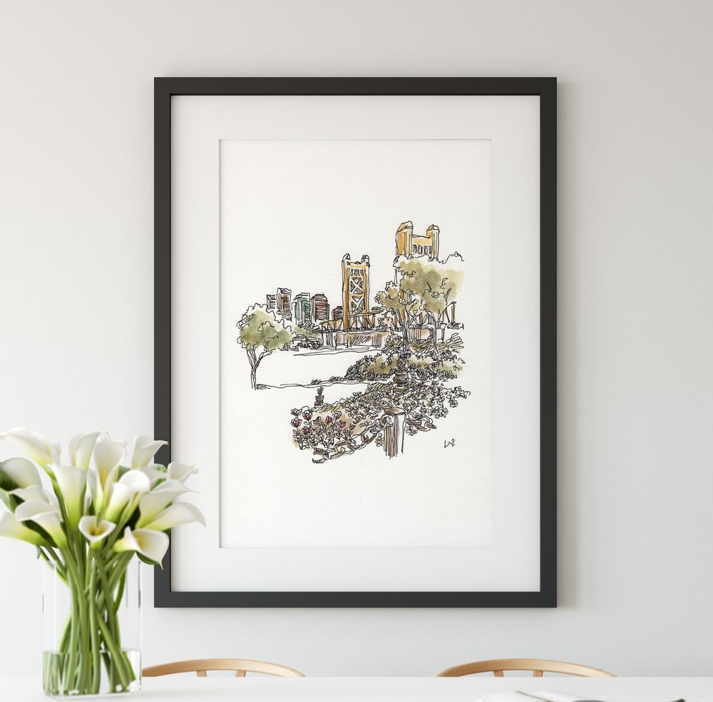Tower Bridge watercolor illustration