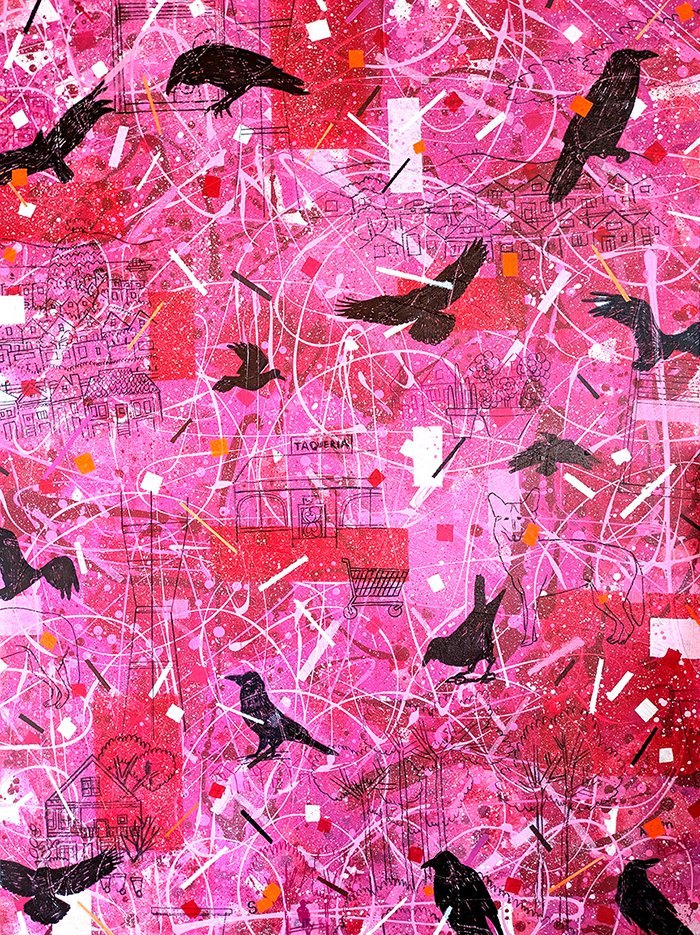 Pink botanical painting