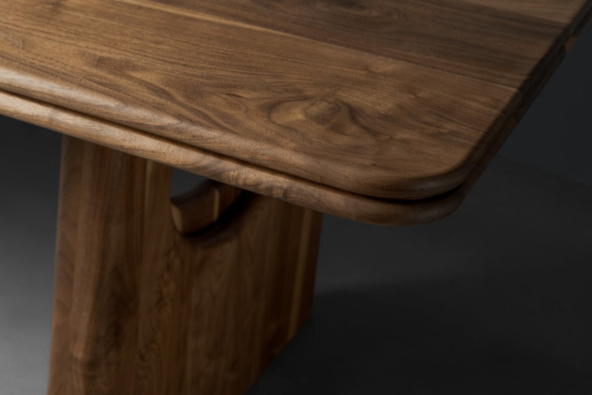 Handcrafted hardwood table detail